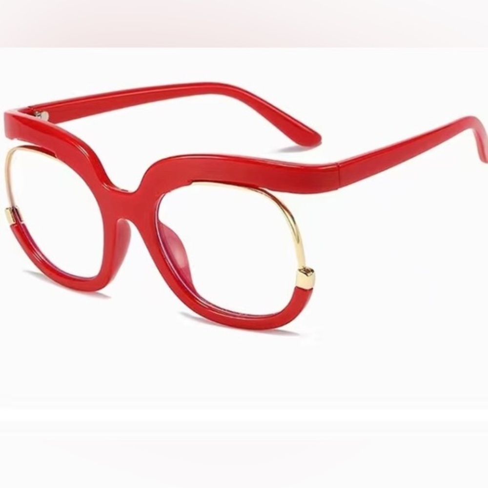 Anti Blue Light -Owl Square Optical Glasses Frames - Red NWT - Picture 1 of 5